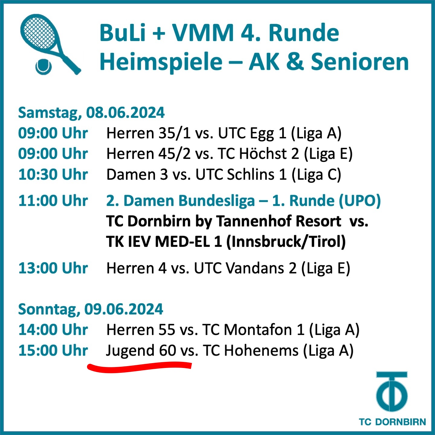 Ankndigung der Spiele am Wochenende - VMM 2024