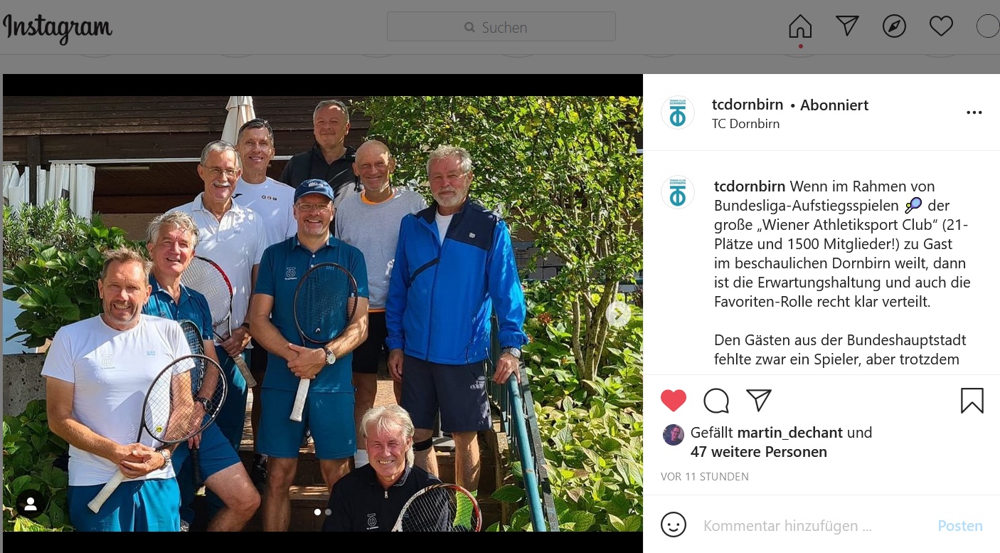 Sieg des TC Dornbirn im Heimspiel gegen Wiener Athlektiksport Club und damit aufstiegsberechtigt in die Bundesliga