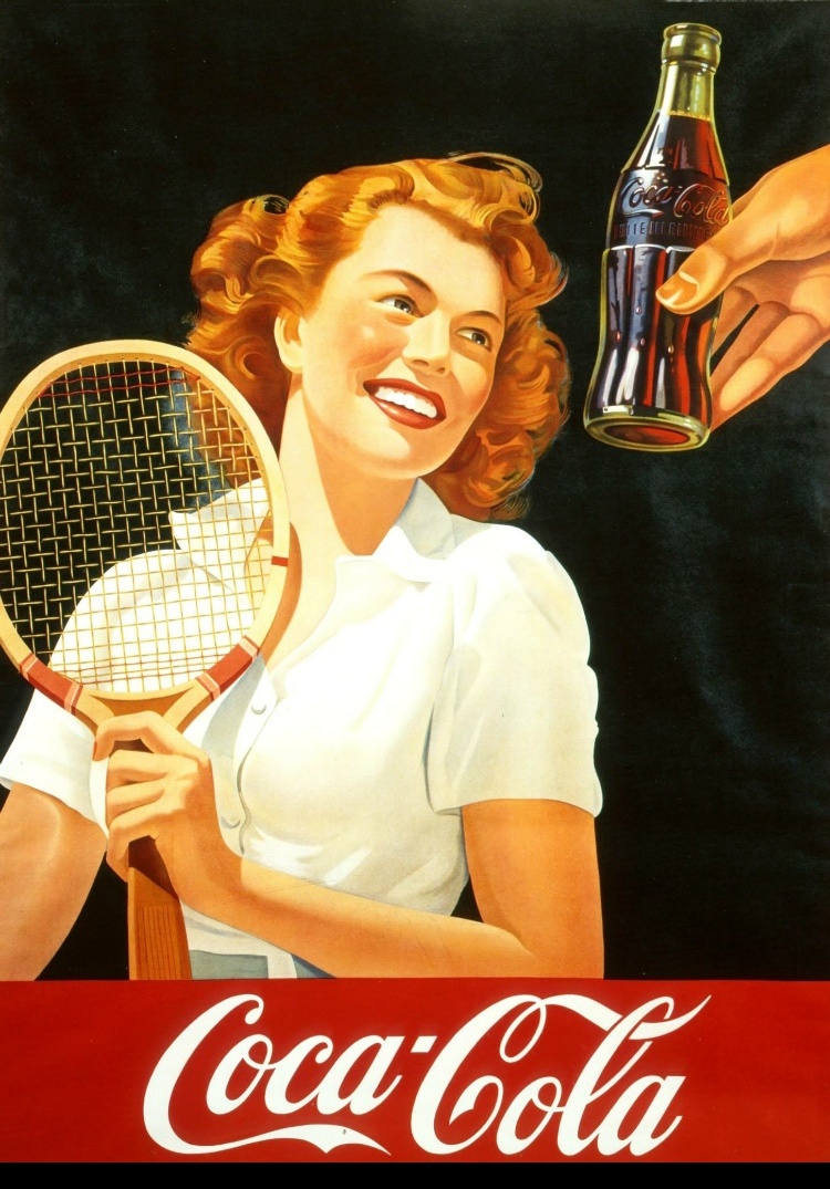 Coca Cola - Vintage Werbung mit Tennis